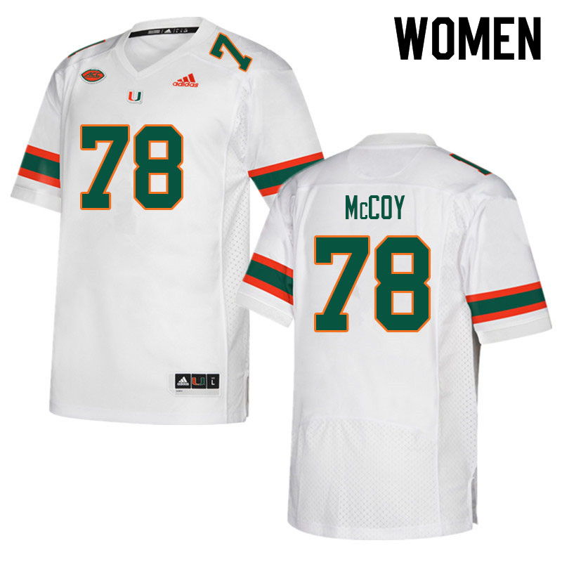 Women #78 Matthew McCoy Miami Hurricanes College Football Jerseys Sale-White - Click Image to Close